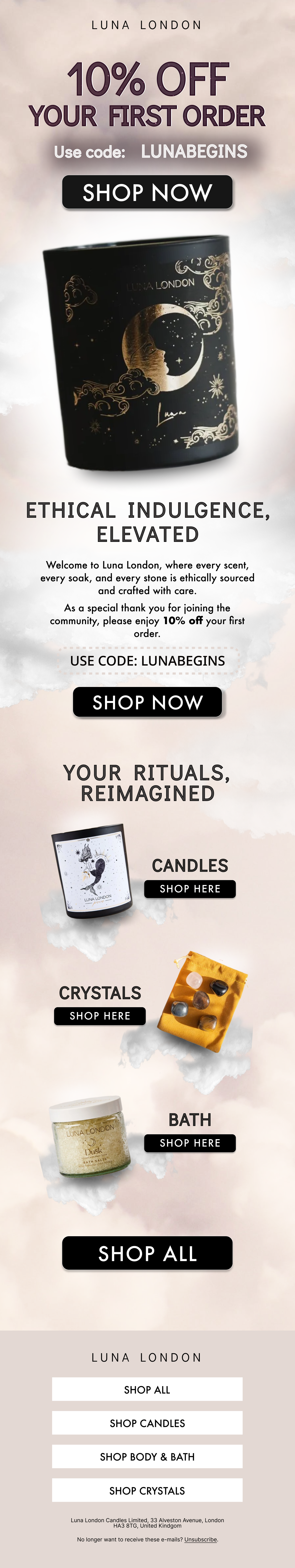 Luxury beauty email marketing design example