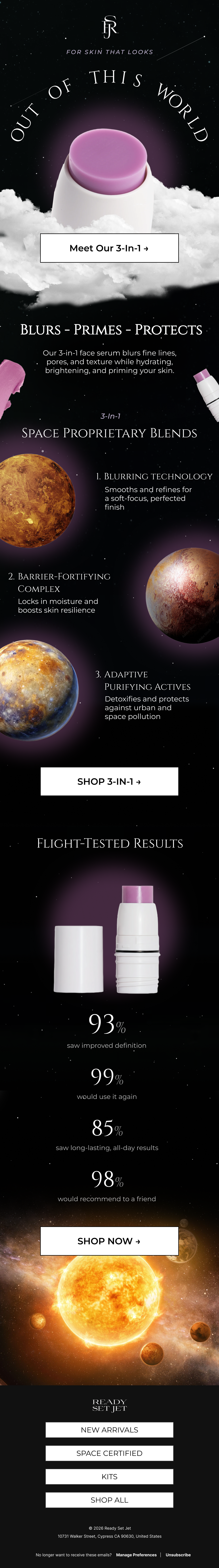 Ready Set Jet beauty email marketing campaign design